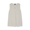 Eileen Fisher Silk Georgette Crepe Pleated Tank In Bone In Off White