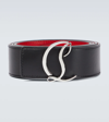 Christian Louboutin Mens Black/loubi/silver Cl Logo-buckle Leather Belt In Black/loubi/silver