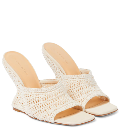 Magda Butrym Crochet Wedge Sandals In Cream