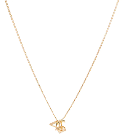 Saint Laurent Logo Charm Necklace In Gold