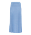 Joseph Ribbed Pointelle-knit Cotton-blend Midi Skirt In Sky Blue