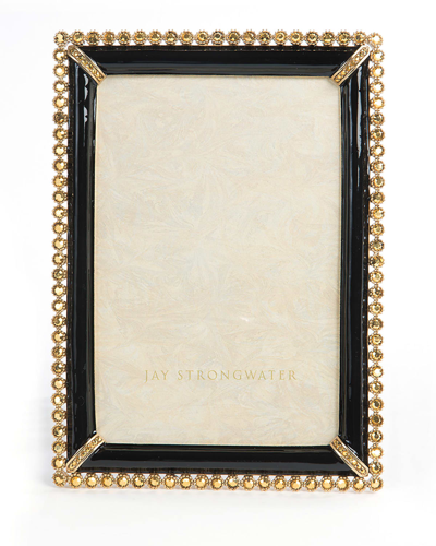 Jay Strongwater Black Lorraine Stone-edge 4" X 6" Picture Frame