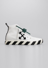 OFF-WHITE MEN'S ARROW STRIPED CANVAS MID-TOP SNEAKERS