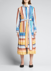KOBI HALPERIN CONSTANCE MULTI-STRIPE MIDI SHIRTDRESS