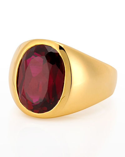 Sarah Chloe Winnie 14k Gold Large Pinky Signet Red Garnet Ring