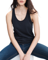 Rag & Bone Michal Linen Scoop Neck Muscle Tank In Black