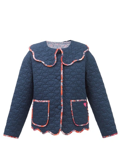 Horror Vacui Franz Scalloped Heart-quilted Cotton Jacket In Navy