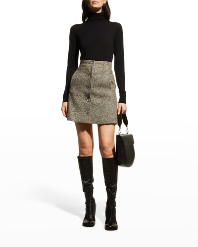 Chloé Turtleneck Scallop-cuff Sweater In Black