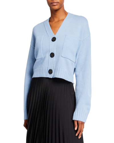 Proenza Schouler Solid Cropped Cashmere Cardigan In Grey Melange