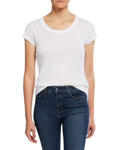 L Agence Cory Scoop-neck Tee In White