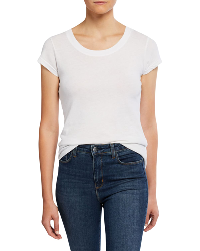 L'agence Cory Scoop-neck Tee In White