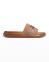 Alexander Mcqueen Men's Logo Pool Slide Sandals In Dk.brn/bei