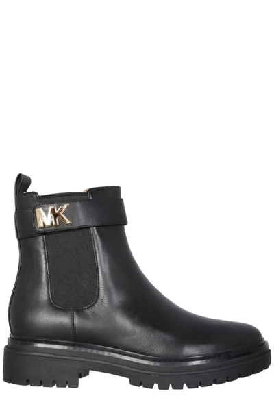 Michael Michael Kors Stark Logo-embellished Leather Chelsea Boots In Black