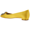 Manolo Blahnik Hangisi Embellished Satin Point-toe Flats In Yellow