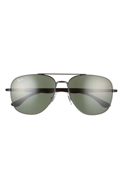Ray Ban 56mm Square Sunglasses In Black/ Green