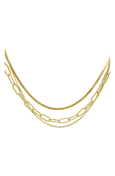 Adornia Water Resistant 14k Yellow Gold Plated Mixed Chain Layered Necklace