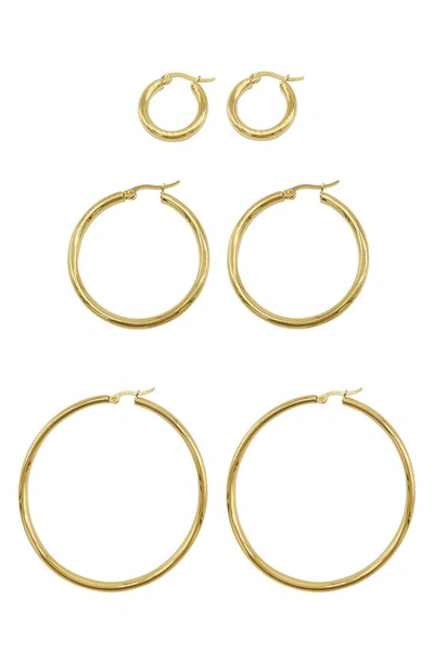Adornia 14k Yellow Gold Plated Hoop Earrings Set