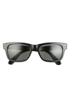Ray Ban Mr Burbank 55mm Polarized Rectangle Sunglasses In Black/ Polar Green