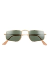 Ray Ban Legend 49mm Rectangular Sunglasses In Legend Gold/ Green