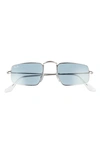 Ray Ban Legend 49mm Rectangular Sunglasses In Silver/ Blue