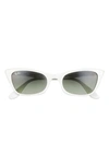 Ray Ban 52mm Transparent Cat Eye Sunglasses In White/ Green Vintage