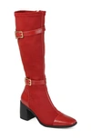 Journee Collection Womens Gaibree Stacked Heel Knee High Boots In Red