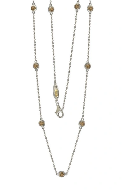 Suzy Levian Sterling Silver Sapphire Station Necklace In Yellow