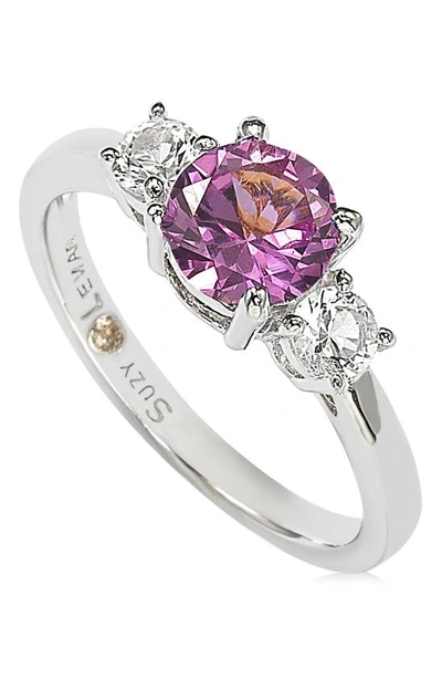 Suzy Levian Sterling Silver Pink Sapphire Ring