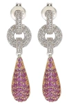 Suzy Levian Sterling Silver & Pink Sapphire Teardrop Earrings In Pink