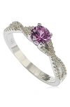 Suzy Levian Sterling Silver & Pink Sapphire Crossover Ring In Pink