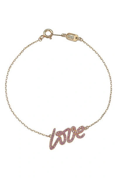 Suzy Levian Sterling Silver Pink Sapphire 'love' Bracelet