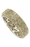 Suzy Levian Sterling Silver Yellow Sapphire And Diamond Accent Eternity Pave Ring In Yellow