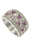 Suzy Levian Pink Sapphire And Diamond Accent In Sterling Silver And Ring In Pink