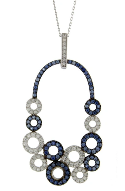 Suzy Levian Sterling Silver & Sapphire Multi Circle Pendant Necklace In Blue