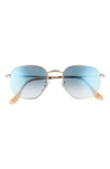 Ray Ban 51mm Gradient Aviator Sunglasses In Arista/ Clear Gradient Blue