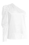 Nicole Miller One-shoulder Cotton Poplin Top In White