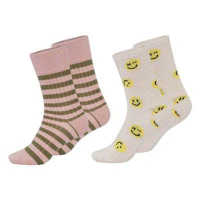 Molo Babies' Girls Ivory & Pink Socks (2 Pack) In Cream