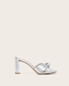 Veronica Beard Ganita Metallic Knot Slide Sandals In Silver