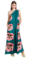 La Doublej Roy Printed Silk One Shoulder Dress In Giga Pansy Placée
