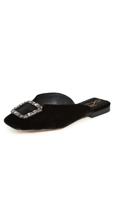 Sam Edelman Lavina Velvet Buckle Mules In Black