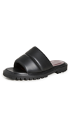 Staud Astro Leather Flat Sandals In Black