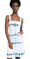 Stella Mccartney Tie-dye Bleach Denim Button-front Dress In Denim