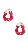 Bottega Veneta Lambskin Leather Hoop Twist Earrings In Scarlet Washed