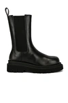 Bottega Veneta Black Shearling Lug Chelsea Boots In Black
