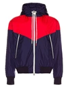 Moncler Bukret Colour-blocked Shell Hooded Jacket In Navy
