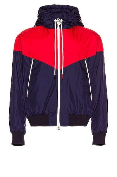 Moncler Bukret Colour-blocked Shell Hooded Jacket In Navy