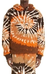 Amiri Tie-dyed Fleece Hooded Sweatshirt In Orange/ Black