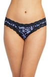 Fleur't Iconic Lace-trim Thong In Seashell/goji