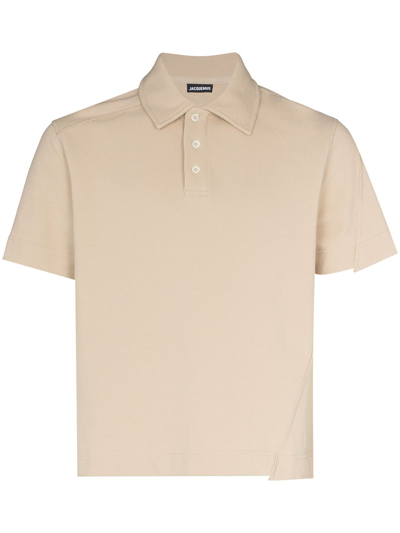 Jacquemus Le Polo Nocio Cotton-blend Polo Shirt In Neutrals