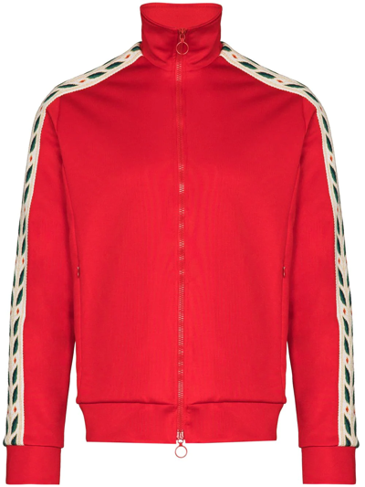 Casablanca Laurel Taped Zip-up Jacket In Red